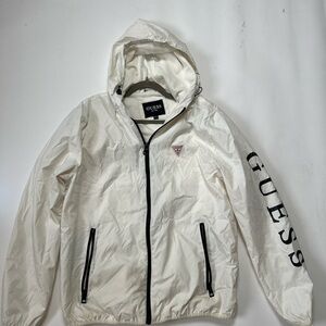 Guess White Jacket with Black Logo Patch